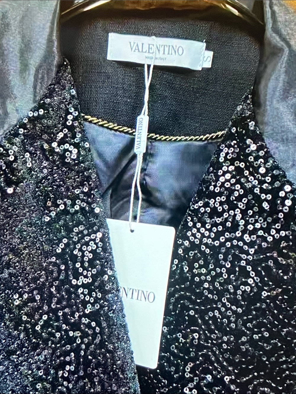 Valentino Black Sequin Lapel Double-Breasted Blazer - Picture 2 of 8
